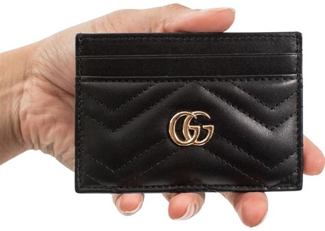 Gucci Marmont GG Matelasse Leather Card Case Wallet Black 